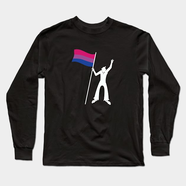 LGBTQ Bigfoot Rock On Progressive Pride Bisexual Flag Long Sleeve T-Shirt by Sonyi